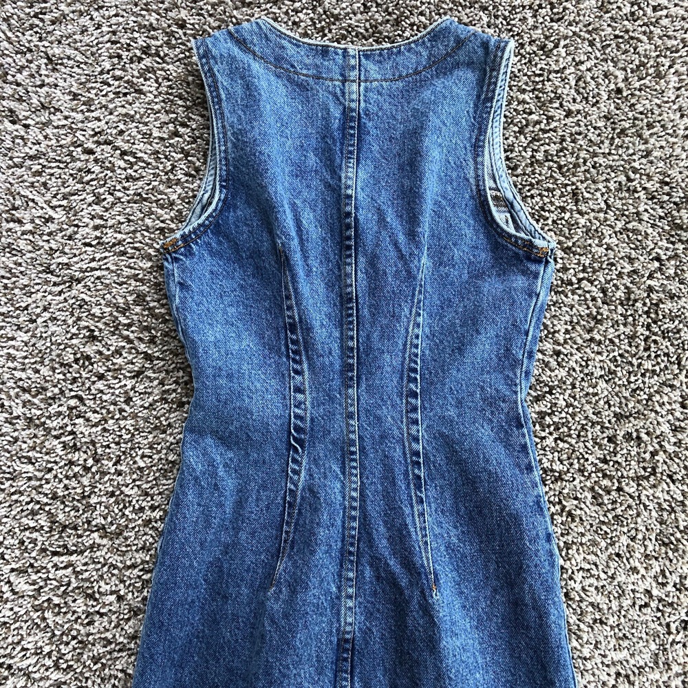 Vintage 90s Bongo Denim Dress Size 1 Maxi Midi Button Up Cowgirl Grunge V-Neck - Picture 9 of 10